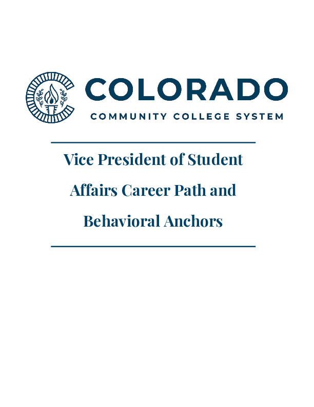 Vice President of Student Affairs Career Path and Behavioral Anchors PDF