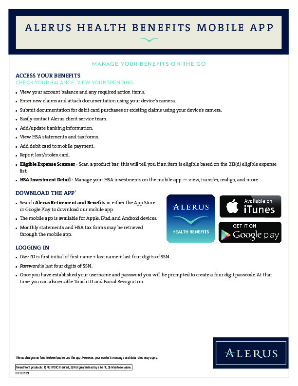 Alerus Health Benefits Mobile App PDF