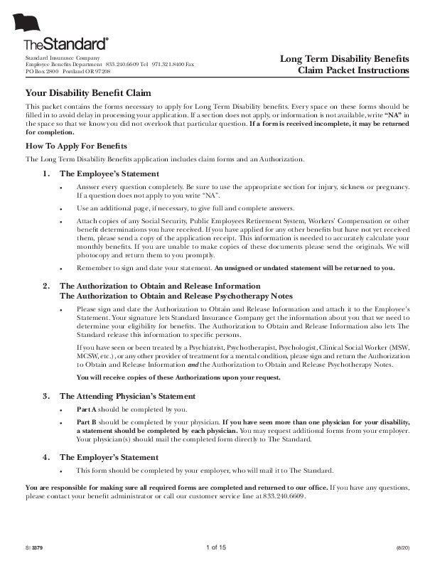 Long Term Disability Claim Packet PDF