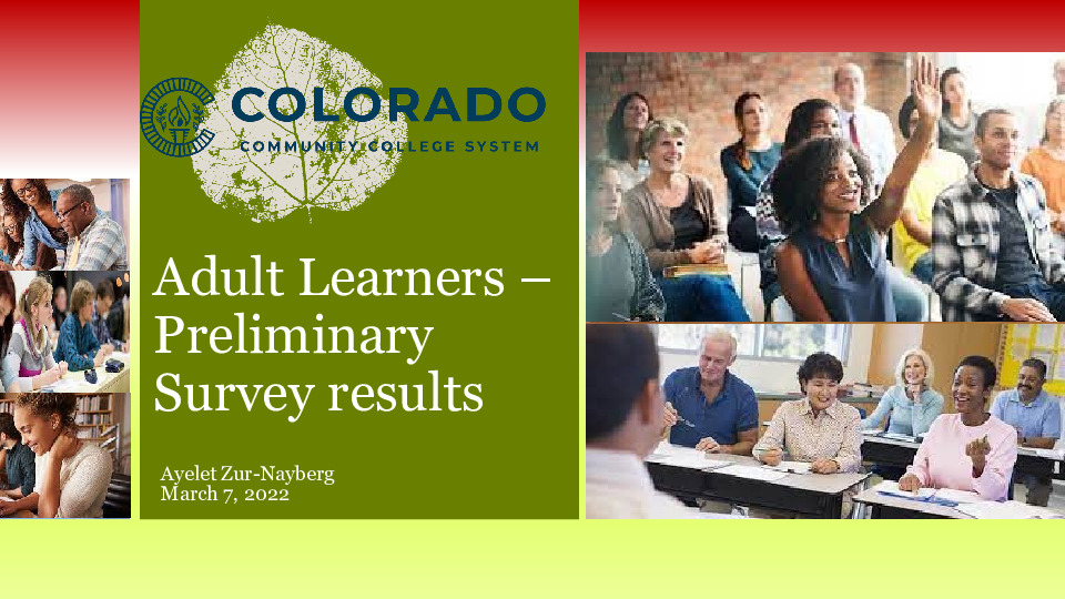 Summary of Preliminary Adult Learner Survey Results PDF